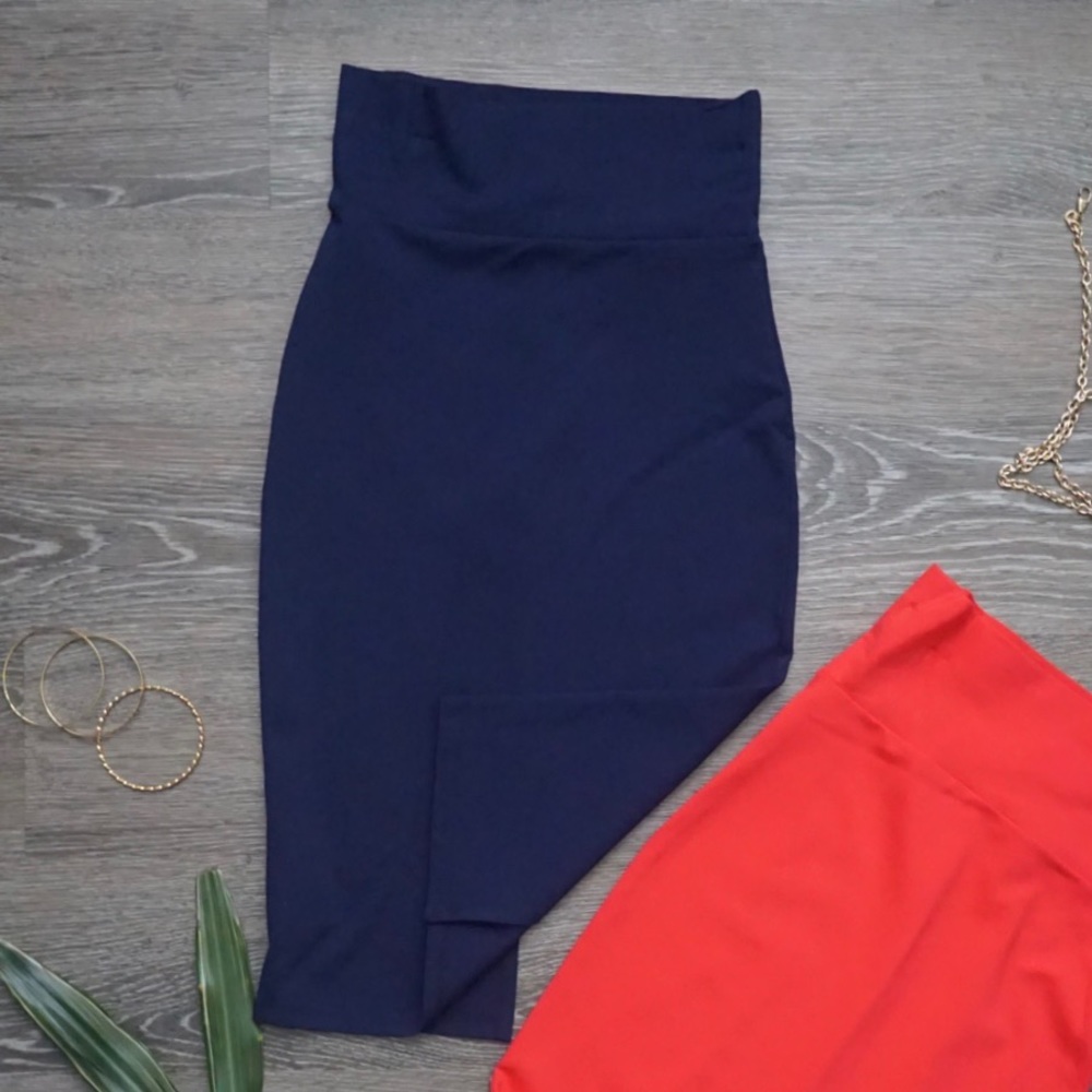 Spandex Pencil Skirt - Navy Blue